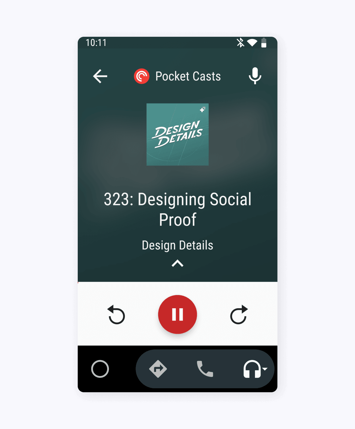 Android Auto music and podcast player UI