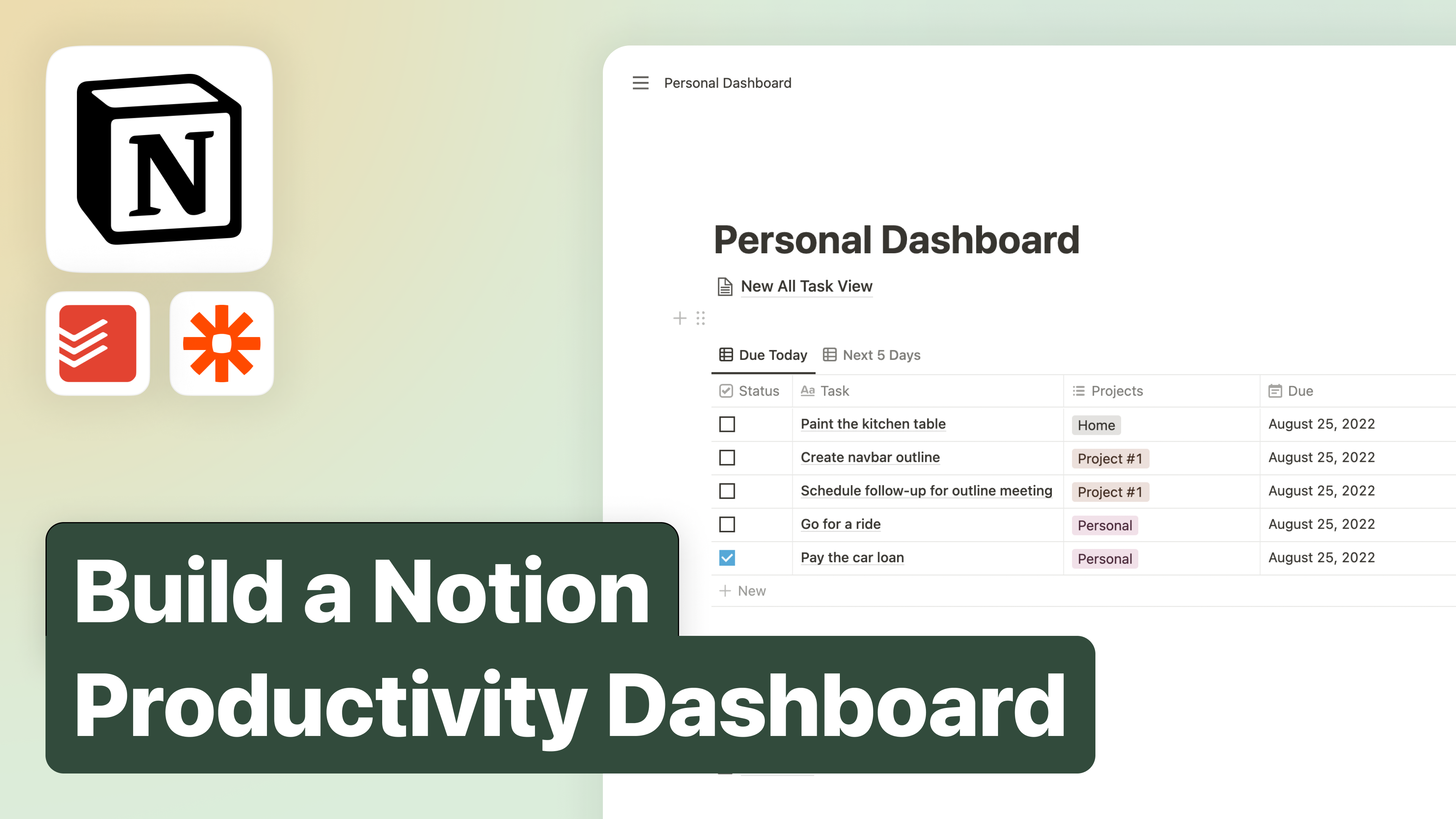 Create A Productivity Dashboard In Notion Free Notion Template