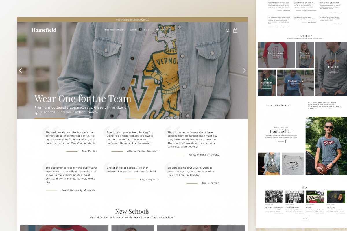 Homefield Apparel website design by Seth Richardson, a web & digital product designer based in Indy